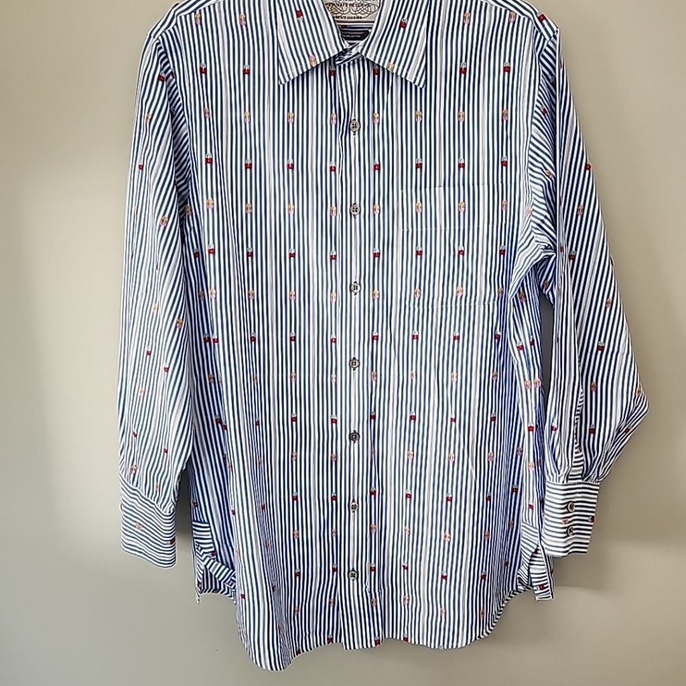 ALEXANDER JULIAN PRIVATE RESERVE - Striped Multicolor Flip Cuff Med Dress Shirt - Picture 10 of 13